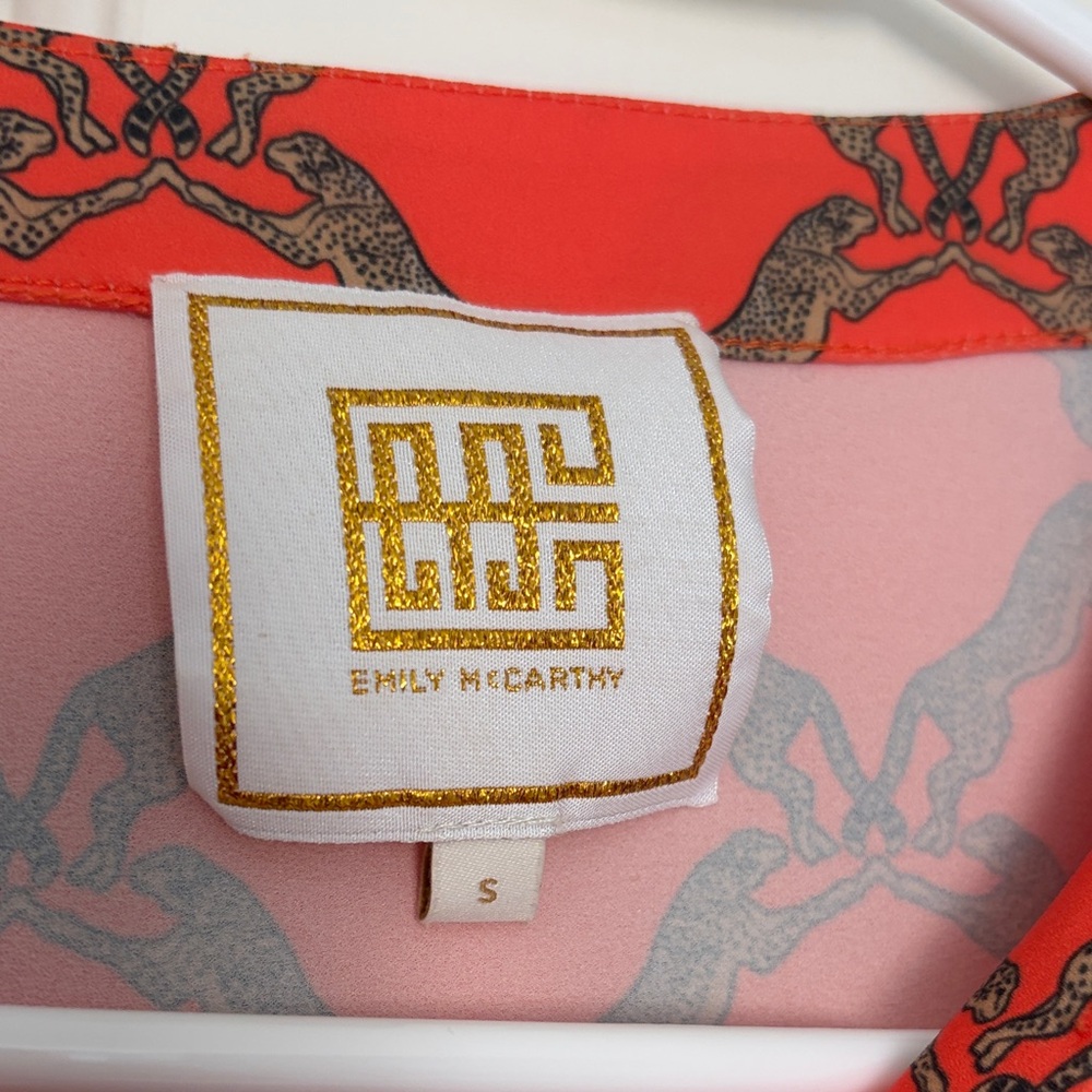 Orange Cheetah Patterned Bow Blouse - image 2